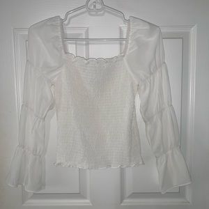 Off-the-shoulder white top